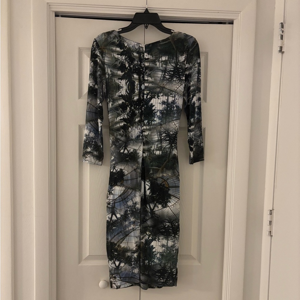 ESCADA Elmonde Black and Gray 3/4 Sleeve Abstract Terrarium Dress - Picture 7 of 9